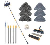 ShinyDew Wall Cleaner Mop with Long Handle 76 Inches, 3-in-1 Ceiling Cleaning Tool Duster with 6 Replacement Microfiber Chenille Pads for Painted Walls, Window