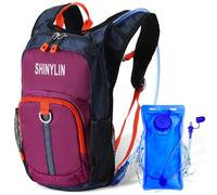 Shinylin 1 Pcs Kids Hydration Backpack with 1.5L Hydration Water Bladder Lightweight Water Backpack Hydration Pack, Purple, approx. 14.0 inches x 7.4 inches x 4.5", Compact