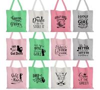 Shinylin 12 Pcs Golf Gifts for Women Colored Funny Golf Canvas Tote Bag Golfer Grocery Shoulder Bag Bulk Christmas Golfing Accessories for Female Golfers Lovers Birthday Holiday Gifts