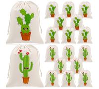 Shinylin 18 Pcs Cactus Party Favor Bags Fiesta Drawstring Candy Bags 7 x 9 Inches Gift Supplies for Forest Farm Baby Shower Birthday Bachelorette Party