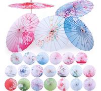 Shinylin 20 Pcs 32" Oiled Paper Umbrella Chinese Classical Umbrella Bulk Bamboo Silk Japanese Oiled Parasol Art Dance for Wedding Parties Photography Costumes Cosplay Decoration