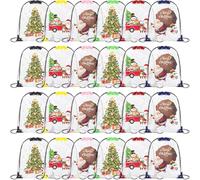 Shinylin 24 Pcs Drawstring Backpack Bulk Holiday School Party Favors Gift for Back to School Christian Church Party Supplies, Black, Red, Pink, Yellow, Green, Blue, 1 Count (Pack of 24)
