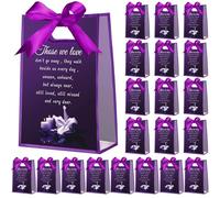 Shinylin 24 Pcs Funeral Gift Bag with Handle Reusable Clear Plastic Funeral Favor Guests Bag with Ribbon Clear Gift Wrapping for Sympathy Memorial Condolence Bereavement Celebration of Life(Purple)
