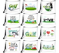 Shinylin 24 Pcs Golf Gift Bag Golf Cosmetic Bags Golf Accessories for Women Men Inspirational Golf Pouch Zipper Golf Toiletry Organizer Golf Wristlet Wallet for Golf Player Golf Lovers Gift,12 Style,