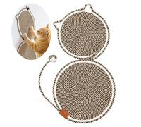 Shinylin 25.6 Inch Large Scratching Mat for Indoor Cats Natural Cotton Rope Flat Scratcher with Ear Hooks and Ball Toy Cat Scratch Rug Pad for Wall, Couch, Carpets, Sofas (Dark Brown)