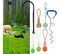 Shinylin 6 Pcs Dog Bungee Tug Toys with Stakes Dog Tug of War Toys Set Outdoor Chew and Tether Play Cord Interactive Supplies for Indoors Outdoors Lawns Trees Large Medium Small Doggie
