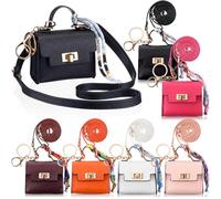 Shinylin 6 Pcs Mini Backpack Keychain Cute Cosmetic Bag for Women PU Leather Makeup Bag Key Pocket Lipstick Bags Card Holder Data Cable Organizer Zipper Pouch with Lanyard Ideal for Gift (Elegant)