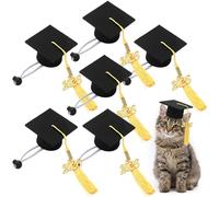Shinylin 6 Pcs Mini Graduation Caps Class of 2026 Small Pet Grad Hat Yellow Bachelor Hat with Tassel Charm Pendant Graduation Photo Props for Small Animal Dogs Cats Puppy Holiday Costume Accessory