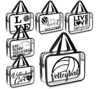 Shinylin 6 Pcs Women Volleyball Gift Makeup Bag Clear Cosmetic Organizer Bag Clear PVC Makeup Pouch Waterproof Travel Cheer Purse Gift for Her Girls Friends Women Team, transparent