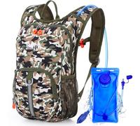 Shinylin Kids Hydration Backpack with 1.5L Water Bladder Hiking Backpack Lightweight for Boys or Girls Children Biking Climbing Running Cycling(Camo,Woodland Color)