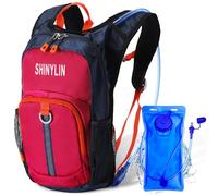 Shinylin Kids Hydration Backpack with 1.5L Water Bladder Hiking Backpack Lightweight for Boys or Girls Children Biking Climbing Running Cycling(Red)