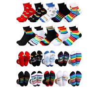 ShinyMatch 10 Pairs Rainbow Gay Pride Novelty Socks Women Striped Low Cut Ankle Cotton Socks LGBT Gift Lesbian Socks Gift, Rainbow, 8-15