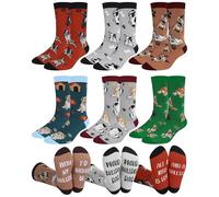 ShinyMatch 6 Pairs Funny Dog Socks for Men Novelty Corgi Pug Husky Crew Socks Holiday Father Gift for Dad Puppy Dog Lover, Frenchie, One Size