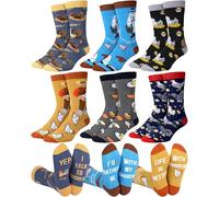 ShinyMatch 6 Pairs Novelty Chicken Socks for Men Fun Farmhouse Rooster Hen Cotton Crew Socks for Chicken Lover Humorous Gift
