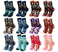 ShinyMatch Christian Socks Gifts with Inspirational Words Religious Bible Verse Socks, Colorful, 4.5 UK