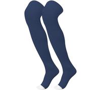 ShinyMatch High Football Socks Prosport Multiple Sizes over the Knee Baseball Socks Extra Long for Boys Girls Women and Men, Blue and White, XL