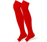 ShinyMatch High Football Socks Prosport Multiple Sizes over the Knee Baseball Socks Extra Long for Youth Women and Men, Red and White, XL