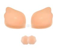 SHINYMOD Stick on Bra, Strapless Backless Sticky Bras for Women, Adhesive Silicone Invisible Push Up Bra Reusable Skin Comfortable Cup Bra with 2Pcs Nipple Covers, Wing-Shaped F