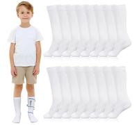 Shinymoon 8 Pairs Kids Compression Socks 15-20 mmHg Calf Graduated Compression Stockings for Kids Boys Girls Adult Small Feet, White, One Size