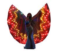 SHINYOU LED Isis Wings Glow Light Up Belly Dance Costumes with Sticks Performance Clothing Carnival Halloween, Flame, Large