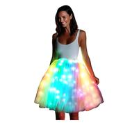 SHINYOU Women Tutu Skirt Smart LED Light Up EDM, Burning Man Dance Running Skirt for Party Halloween Cosplay, White+smart Led, L