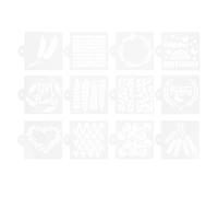 SHINYPASING 12pcs Cake Decorating Stencils Bread Stencils Pet Material White Safe Material Time Saving DIY Decor for Celebrations