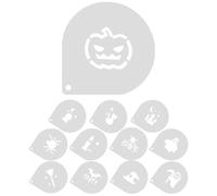 SHINYPASING 12pcs Coffee Stencils Latte Art Templates for Decorating Cakes and Sprinkling Cinnamon, Precision Polishing Process, Sturdy White Pet Material, Easy-to-use Milk Spray Template