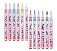 SHINYPASING 12pcs Nail Art Pen Acrylic Pigment Easy to Carry Draw Dots Assorted Color for Professional Use on The Go Creations