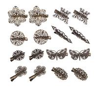 SHINYPASING 16pcs Vintage Hairpins Brown Metal Retro Butterflies Hair Clips Duckbill Barrettes for Side Head Styling and Everyday Wear