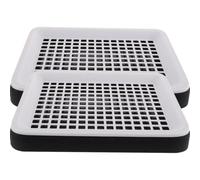 SHINYPASING 2pcs Ferret Litter Tray Double-layer Design and Detachable Grids, Black Pp Small Animal Grate Suitable for Rabbits and Hamsters, Square Bunny Litter Box for Pet Supplies and Bunny