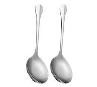 SHINYPASING 2pcs Large Stainless Steel Serving Spoons with Comfortable Handle and Square Head for Buffet and Dining Dishwasher Safe Stylish Kitchen Rice Spoons