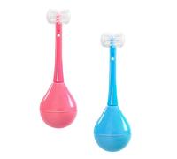 SHINYPASING 2pcs Manual Toothbrush Set Cartoon 3-Sided Soft Bristle Tooth Cleaner for Oral Care Dental Cleaning Tool (Pink Blue)