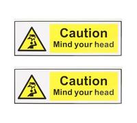SHINYPASING 2pcs Self Adhesive Pvc Watch Your Head Warning Signs for Machine Tool Equipment and Workplace Safety, Easy Installation Caution Stickers for Low Ceiling Areas