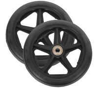 SHINYPASING 2pcs Wheelchair Replacement Wheels Walker Wheels Replacement Smooth and Stable Performance Easy to Install Stainless Steel Plastic Rubber