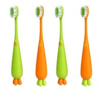 SHINYPASING 4 Pcs Toothbrush Set with Carrot Shape Design, Soft Bristles Made of Pp and TPR, Comfortable to Use and Does Not Hurt The Mouth, for Daily Oral Care