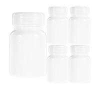 SHINYPASING 5pcs Empty Pill Bottles with Caps Large Capacity 80cc Cylindrical White Pet Plastic Lightweight Sl esign Portable Pill Container for Capsules Storage