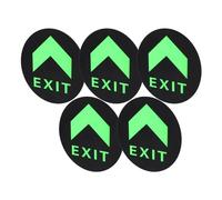 SHINYPASING 5Pcs Glow in The Dark Exit Sticker Set, 19.5X19.5Cm Round Floor Indicator Decals, Directional Safety Sign for Emergency Evacuation and Indoor Exit Guidance in Office and Public