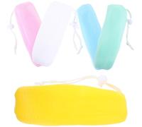 SHINYPASING 5pcs Soap Bubble Maker Scrubbing Net 5.91x2.36x0.79 Inch Drawstring Design Create Lather Soap Storage Bags for Bathroom Random Color