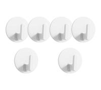 SHINYPASING 6 Pcs White Self Adhesive Hooks for Wall Hanging in Bedroom and Kitchen, Easy to Use Abs Hooks with 0.75kg Capacity, No Drilling Required, Creating Storage Space