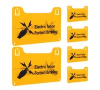 SHINYPASING 6pcs Electric Fence Risk Signs Set High Voltage Warning Labels Pre-drilled Holes Pvc Material Rounded Corners for Gates and Mounting on Walls