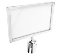 SHINYPASING A4 Stainless Steel Stanchion Sign Frame with Double Sided Horizontal Sign Holder, Viewing and Dampness Prevention, Suitable for Warnings and Directions in Crowd Control Settings