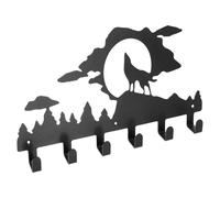 SHINYPASING Black Iron Decorative Wall Hook with Wolf Design, Six-Row Animal Pattern Coat Hooks for Home Use, Wall Hanging Storage Rack to Increase Storage Space and Hang Coats