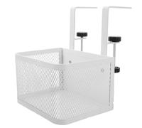 SHINYPASING Clamp-on Desk Organizer Basket under Desk Storage Cable Tray in White Carbon Steel Mesh Metal Secure Attachment Versatile Storage for Home Office
