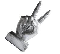 SHINYPASING Creative Silver Resin Victory Gesture Decor Ornament for Home and Office Desktop Adornment, for Birthdays and Parties, Stylish and Beautiful Desk Sculpture