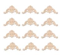 SHINYPASING Decorative Onlay Wood Corner Trim 12Pcs Carved Floral Design Solid Wood 4X4X0.8Cm for Home Accessories and Interior Doors