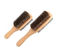 SHINYPASING Double-sided Hairbrush and Beard Care for Men 2pcs with Rubber Wood Handle, Stiff Bristle Brush for Grooming Beards and Cleaning Hair, for Styling Thin Hair