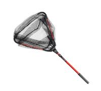 SHINYPASING Extendable Foldable Landing Net with Retractable Aluminum Pole Nylon Hexagonal Mesh Lightweight Non-slip Handle Fishing Net for Lakes Rivers and Boats Red