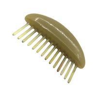SHINYPASING Horn Massage Comb 14-point Sturdy Natural Horn Hair Tool Light Green Wide Tooth Not Easy to Break for Scalp Relaxation