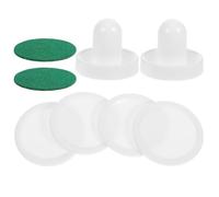 SHINYPASING Ice Hockey Table Accessory Set 60Mm White Pushers 2Pcs 51Mm White Balls 4Pcs and Lint Pads 2Pcs for Air Hockey Game Parts and Multi-Use