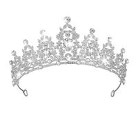 SHINYPASING Princess Tiara Birthday Crown Bridal Headpiece Silver Alloy with Sparkling Rhinestones Classic Timeless Style Secure Fit for Weddings and Role-playing